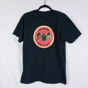 Bacardi Graphic Print T-Shirt Mens L Black Short Sleeve